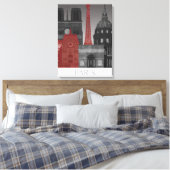 Paris Elevings by Night - Red Canvas Afdruk (Insitu (Slaapkamer))