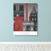 Paris Elevings by Night - Red Canvas Afdruk (Insitu (Houten vloer))