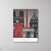Paris Elevings by Night - Red Canvas Afdruk (Voorkant)