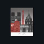 Paris Elevings by Night - Red Canvas Afdruk<br><div class="desc">"Paris Elevations by Night Red" door Fab Funky. Kenmerkt beroemde landmerken van Parijs 's nachts in een rood en grijs kleurenschema.</div>