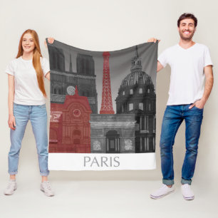 Paris Elevings by Night - Red Fleece Deken