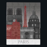 Paris Elevings by Night - Red Puzzel<br><div class="desc">"Paris Elevations by Night Red" door Fab Funky.  Kenmerkt beroemde landmerken van Parijs 's nachts in een rood en grijs kleurenschema.</div>