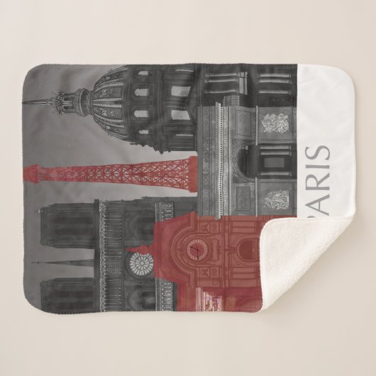 Paris Elevings by Night - Red Sherpa Deken (Voorkant (horizontaal))