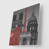 Paris Elevings by Night - Red Vierkante Klok (Hoek)