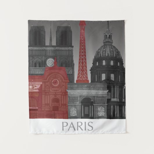 Paris Elevings by Night - Red Wandkleed (Voorkant)