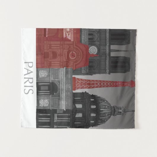 Paris Elevings by Night - Red Wandkleed (Voorkant (horizontaal))