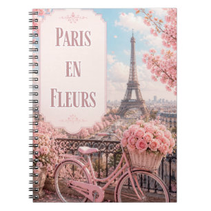 Paris en Bloemen Klassiek Gelinieerd Pastelkleurig Notitieboek
