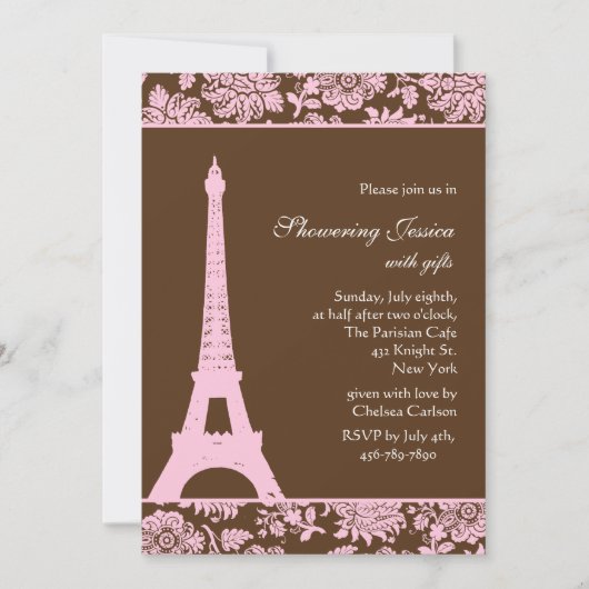 Paris en Chocolate Bridal Shower Kaart (Voorkant)