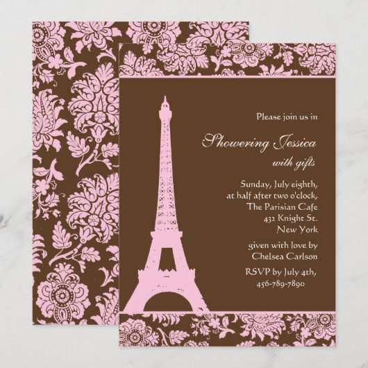 Paris en Chocolate Bridal Shower Kaart (Voorkant / Achterkant)