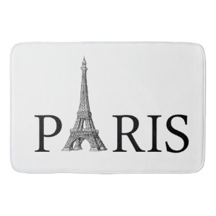Paris en Eiffeltoren in Black and White Bath Mat