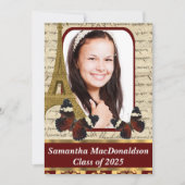 Paris en vlinders foto afstuderen kaart (Voorkant)