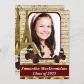 Paris en vlinders foto afstuderen kaart (Voorkant / Achterkant)