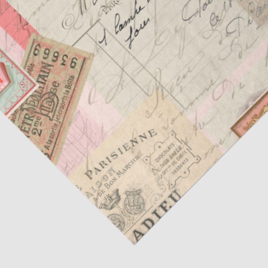 Paris Ephemera Franse  roze beige ontkoppeling Tissuepapier (Detail)
