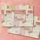 Paris Ephemera Franse  roze beige ontkoppeling Tissuepapier