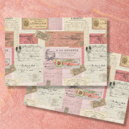 Paris Ephemera Franse roze beige ontkoppeling Tissuepapier