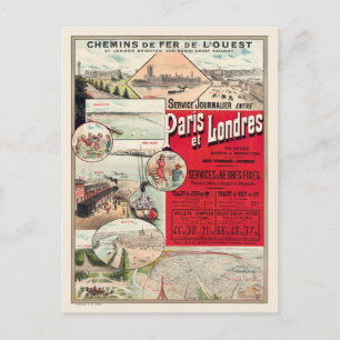 Paris et London Vintage Poster 1890 Briefkaart