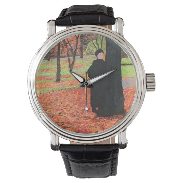 Paris Falling Leaves Mannen Watch Horloge (Voorkant)