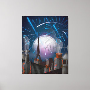 Paris Fireworks Canvas Afdruk