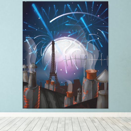 Paris Fireworks Canvas Afdruk (Insitu (Houten vloer))