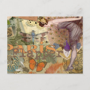 Paris Flapper Art Deco Peacock Vintage Briefkaart