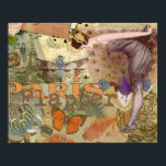 Paris Flapper Art Deco Peacock Vintage Poster<br><div class="desc">Peacock Flapper - Deze paris flapper collage bevat veel leuke vintage afbeeldingen, prachtig ingericht voor home decor dat een kleurrijk geschenk vereist. Het afbeelding bestaat uit een vrouw met een flapper die naar beneden kijkt naar een vlinder, een pauw en een libel. Op de achtergrond is de Eiffeltoren en andere...</div>