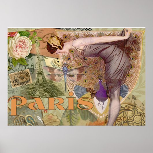 Paris Flapper  Lady Peacock Poster (Voorkant)