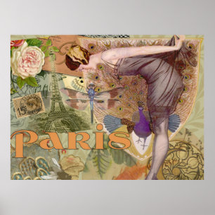 Paris Flapper Vintage Dame Pauw Poster