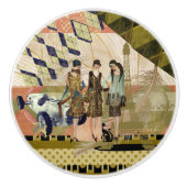 Paris Flappers Scene Keramische Knop (Voorkant)