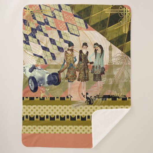 Paris Flappers Scene Sherpa Deken (Voorkant)