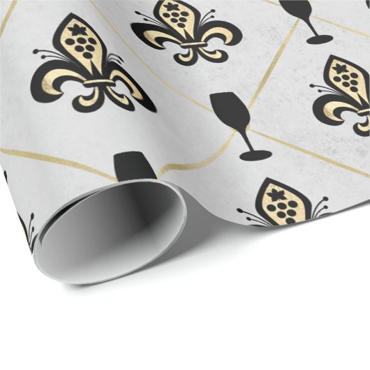  Paris Fleur de Lis Wine Cadeaupapier (Rol Hoek)