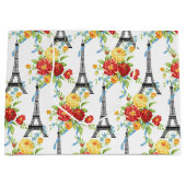 Paris Floral Eiffel Tower on White Groot Cadeauzakje (Voorkant)