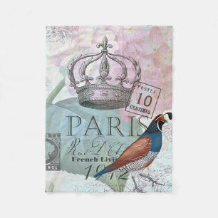 Paris floral fleece deken