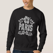 Paris Flowers Distressed White Print Trui (Voorkant)