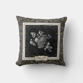 Paris  Flowers Marble Black in Gold Glitter Kussen (Voorkant)