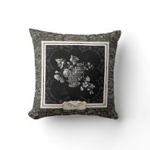 Paris  Flowers Marble Black in Gold Glitter