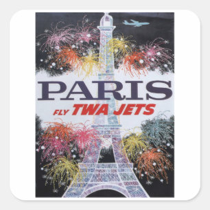 Paris Fly - France - Vintage Travel Vierkante Sticker