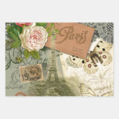 Paris France Antique Artwork Collage Eiffel French Inpakpapier Vel (Voorkant)