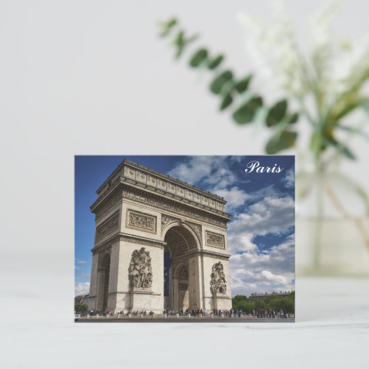 Paris France Arc De Triomphe Travel Photo Briefkaart (Staand voorkant)