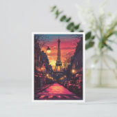 Paris France Art Vintage Illustration Travel Briefkaart (Staand voorkant)