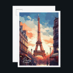 Paris France Art Vintage Travel Illustratie Briefkaart<br><div class="desc">Paris France Art Vintage reisplaats illustratie</div>