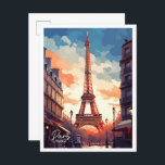Paris France Art Vintage Travel Illustratie Briefkaart<br><div class="desc">Paris France Art Vintage reisplaats illustratie</div>