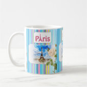 Paris France Blue Stripe Mok (Links)