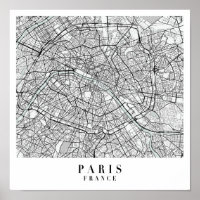 Paris France Blue Water Street Map