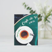 Paris France Cafe Coffee Waterverf Briefkaart (Staand voorkant)