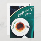 Paris France Cafe Coffee Waterverf Briefkaart (Voorkant / Achterkant)