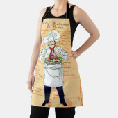 Paris France Chef Caricature Menu Text Schort (Insitu)