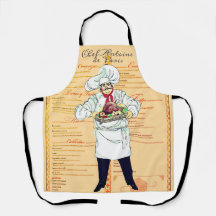 Paris France Chef Caricature Menu Text