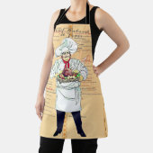 Paris France Chef Caricature Menu Text Schort (Insitu)