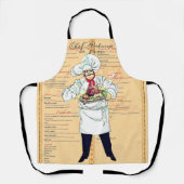 Paris France Chef Caricature Menu Text Schort (Voorkant)