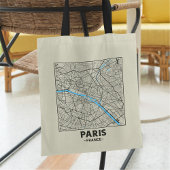 Paris, France, City Map Tote Bag